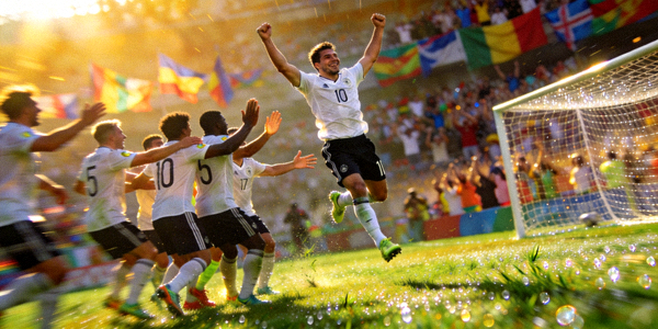 足球运动员庆祝进球的精彩瞬间